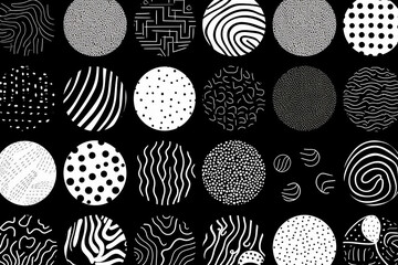 Set of round grunge vector shapes. Hand drawn pencil sketch banners abstract shapes Grunge art. Retro background Vintage style illustration Design elements