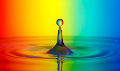 Wassertropfen mit regenbogenfarbigem Hintergrund