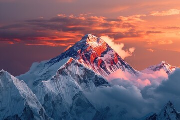 stunning vista of the peak of Mount Everest.