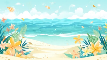 Fototapeta na wymiar Summer Colorful Beach Wallpaper Background.