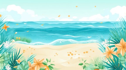 Summer Colorful Beach Wallpaper Background.