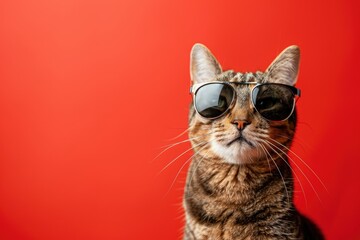 Pawsitively Stylish: Cat with Shades, AI Generative
