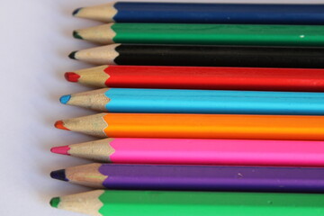 close up of colored pencils