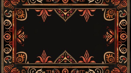 tribal-inspired colorful frame with tribal motifs and symbols.