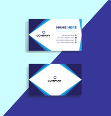 Modern blue and white visiting card design. Modern business card template blue color. Flat design vector abstract creative - Vector