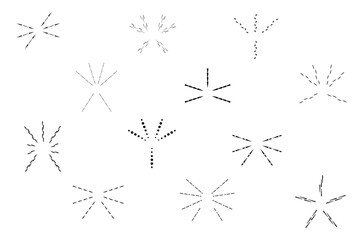 Doodle hand drawn shine sunburst line sparkles, explosions and rays. Hand drawn pop surprise line frame. Doodle brush ornament lines and surprise symbol