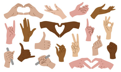 A set of illustrations with various gestures and positions