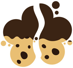 Cracked chocolate chip cookies coated with chocolate. Vector illustration.	