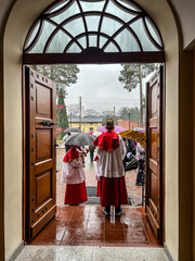 Obraz premium Procession of the Three Kings in Kalety Miotek, Poland. An event on the occasion of the Epiphany of the Lord