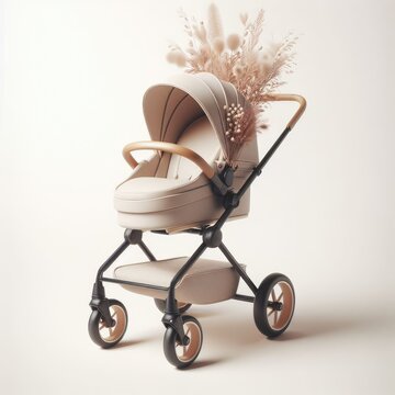 baby carriage on white background
