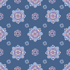 Classic Hand-drawn Floral Rosette Seamless Pattern - 752507973