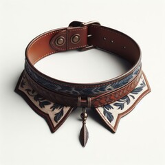brown leather belt pet collar

