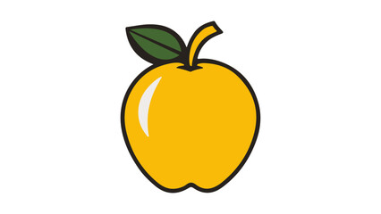 drawing of yellow apple with leaf