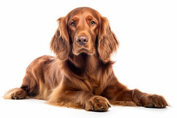 Irish setter, an adult dog. a hunting breed of dog. isolate, white background.