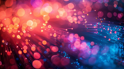 Blue and red light trails and particles on dark background