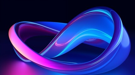 Colored glowing loop vortex abstract background. Bright smooth waves on a dark background. Decorative horizontal banner. Digital artwork raster bitmap illustration. 