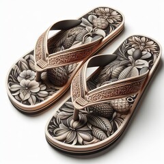 a pair of sandal flip flop shoes
 - obrazy, fototapety, plakaty