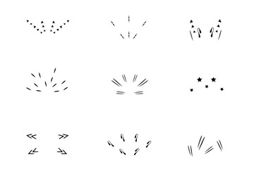 Doodle hand drawn radial line rays, explosions and fireworks. Doodle hand drawn shine sunburst line sparkles, explosions and rays. Hand drawn pop surprise frame. Doodle brush ornament lines vector