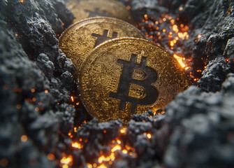 A process of Bitcoin halving. Cryptocurrency concept image