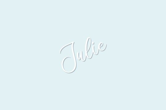 Prénom Julie au design simple sur fond bleu pastel clair