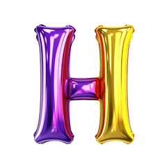 Rainbow metallic Alphabet H balloon Realistic 3D on white background. Generative AI