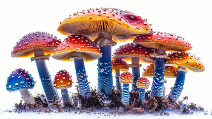 Psilocybin hallucinogenic mushrooms multicolored - obrazy, fototapety, plakaty