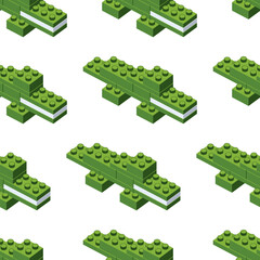 seamless pattern of Crocodiles from construction blocks - 752517933