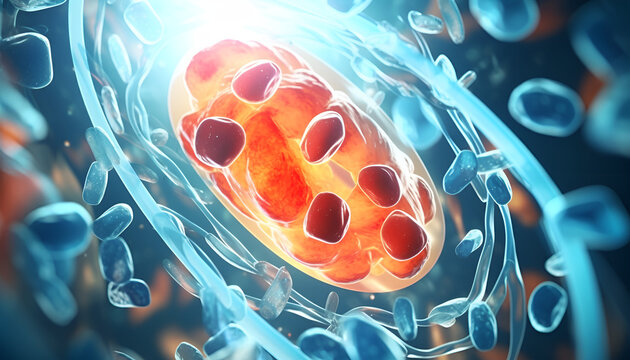 Mitochondria the powerhouse of the cell. graphic technology abstract science concept background