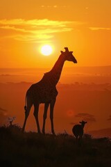 Fototapeta na wymiar Beautiful Sunrise with animals in the safari