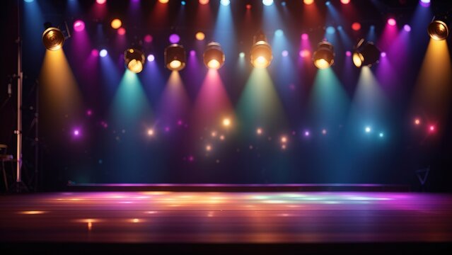 Empty stage with colorful spotlight