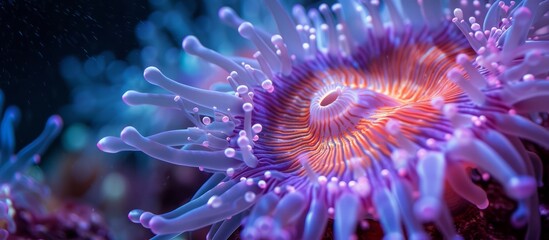 Macro shot of a beautiful flower covered in sparkling water droplets in vibrant colors