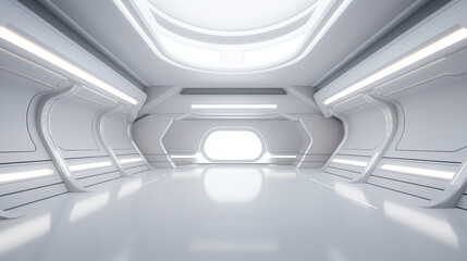 Futuristic showroom, spaceship interior