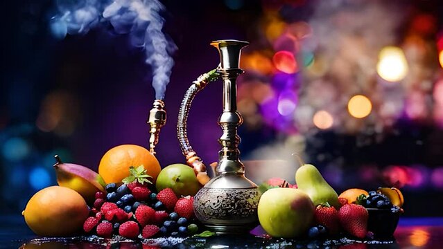fruit hookah at the bar. Selective focus. nature.