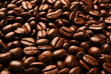 Aroma brown roasted coffee beans. Arabica, food background. - 752521749