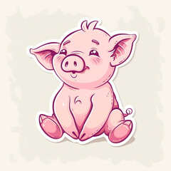 Obraz na płótnie Canvas Cute baby pig sticker