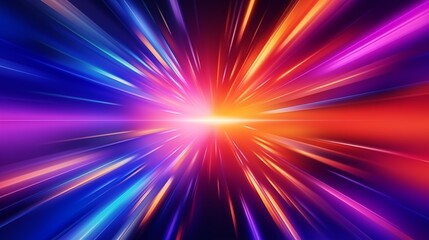 Flash rainbow abstract colorful background design. Multi-colored stripes and lines in perspective and converging into a point. Explosive glowing speed rays effect. Bright creative pattern wallpaper. 