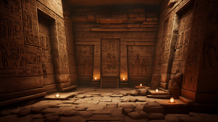 Interior of dark tomb in Egypt - obrazy, fototapety, plakaty