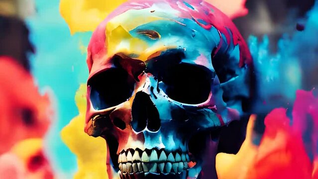 Multi-colored skull for the Day of the Dead holiday. Selective focus. Holiday.