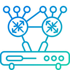 Fibre Internet - IP Transit Icon, Gradient, Blue, Green, Outline