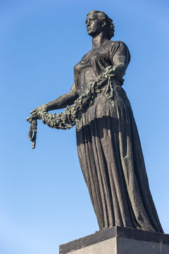 The Motherland Monument At Piskaryovskoye Memorial Cemetery In St Petersburg, Russia