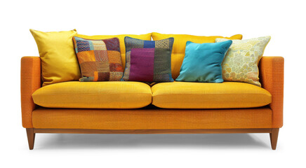 Sofa with cushions for the home on a white or transparent background