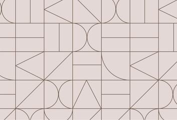 Art deco seamless geometrical vintage pattern drawing on beige background.