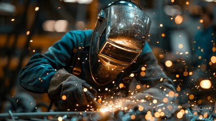 A welder working with metal.