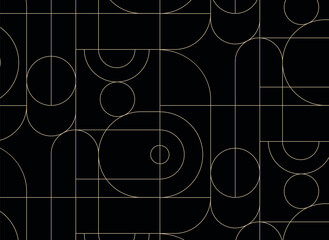 Art deco radial seamless vintage pattern drawing on black background.