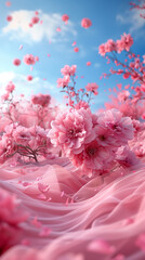Photo background women's day pink advertising posters dreamy style feminine romance panoramic scene
