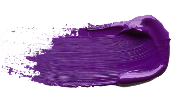Brush stroke with purple paint on a white background
