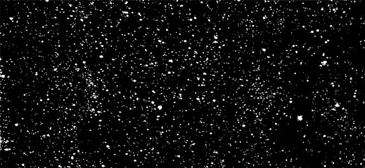Snow, stars, twinkling lights, rain drops on black background. Abstract vector noise. Small particles of debris and dust. Distressed uneven grunge texture overlay.