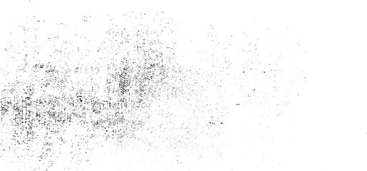 Abstract vector noise. Small particles of debris and dust. Distressed uneven background. Grunge texture overlay with fine grains isolated on white background. Vector illustration. EPS10.