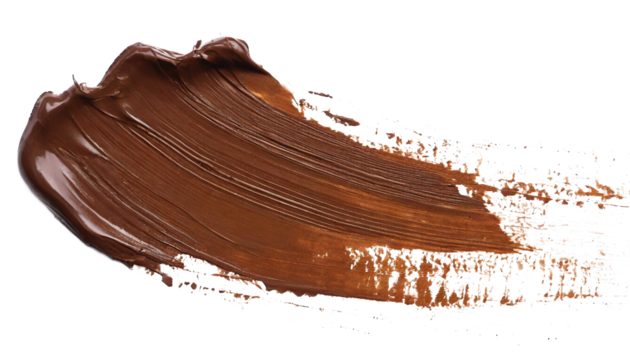 Brush stroke with brown paint on a white background