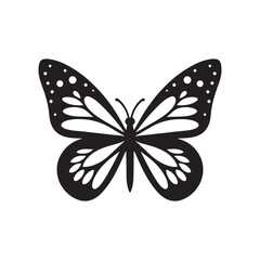 Fluttering Elegance: Vector Butterfly Silhouette - Embodying the Grace and Beauty of Nature's Delicate Winged Creatures. Minimalist black butterfly illustration.